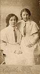 Елена Михайловна Лаврова (слева) с подругой в парадной форме учениц Санкт-Петербургского Исидоровского епархиального женского училища. 1910-е гг.