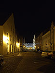 Таллинн. Старый город. Улица Vene. Вид от Никольского храма вечером с подсветкой